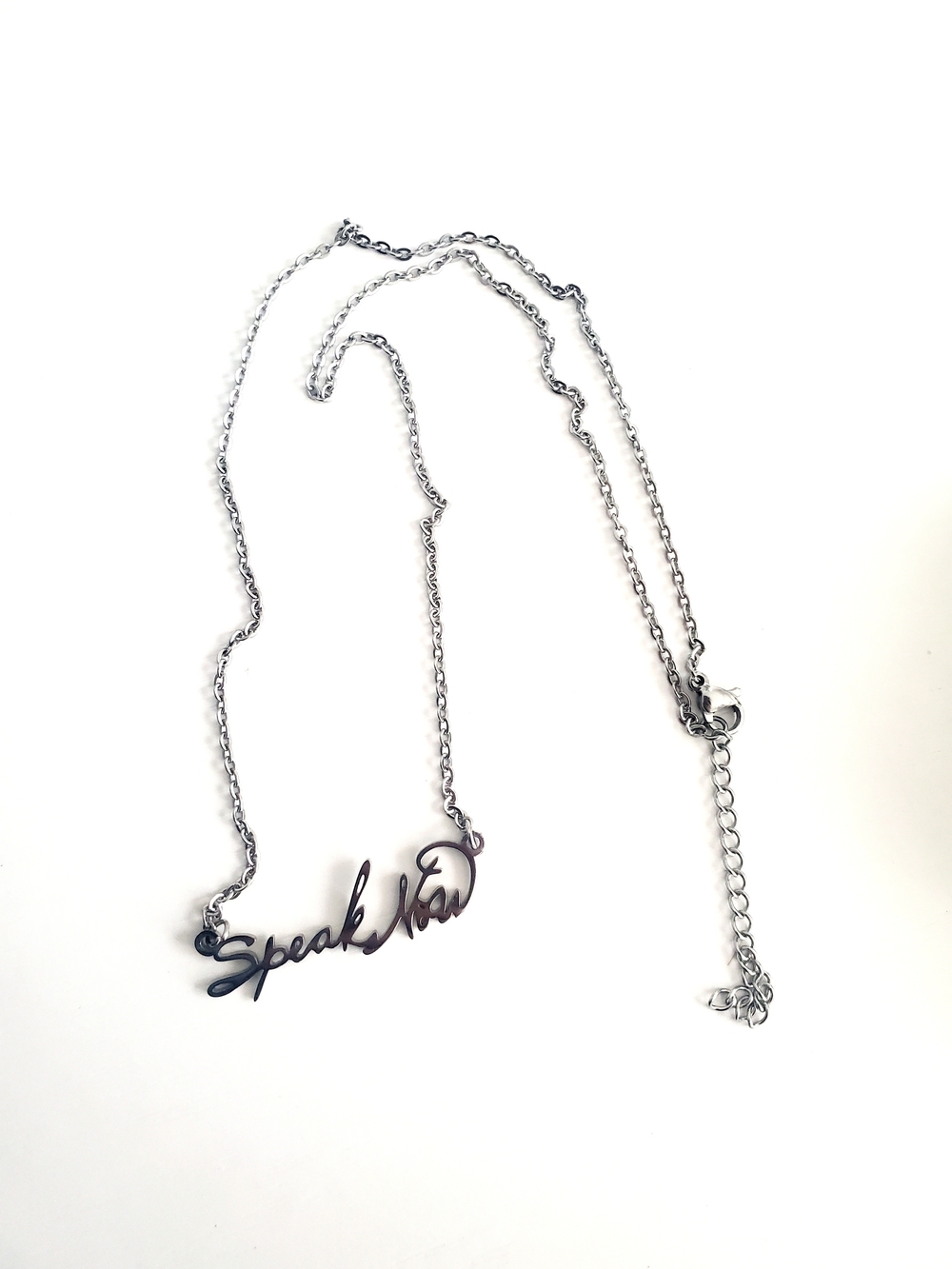 Speak Now Script Necklace in Silver-Tone